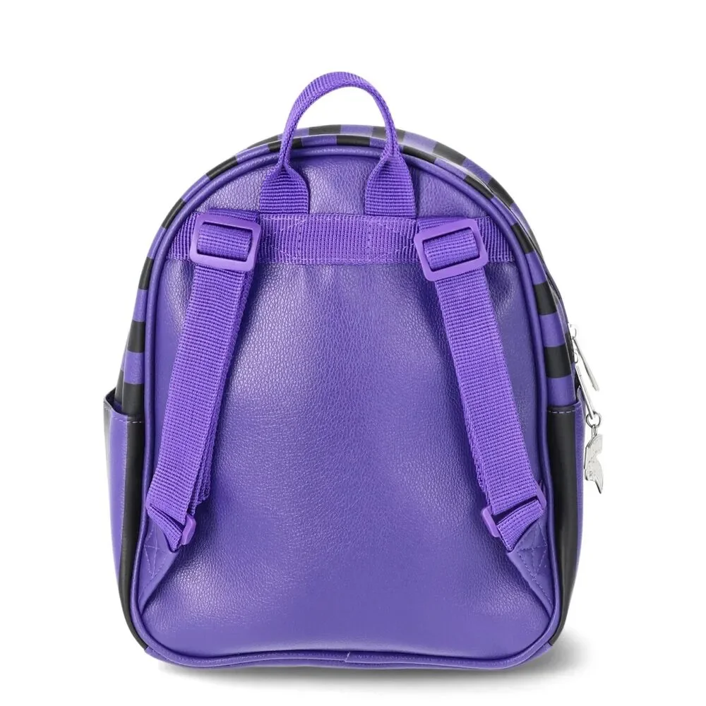 Wednesday Addams Nevermore Academy Women's Striped Mini Backpack, Purple/Black - Picture 3 of 5
